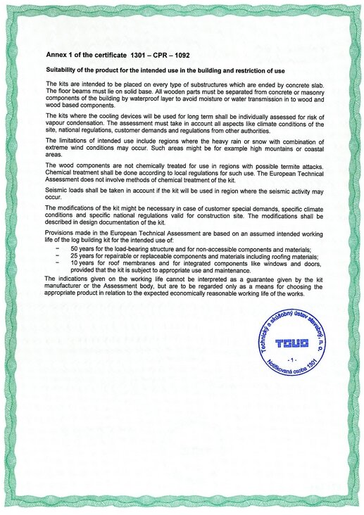 Certificat pour des maisons en bois